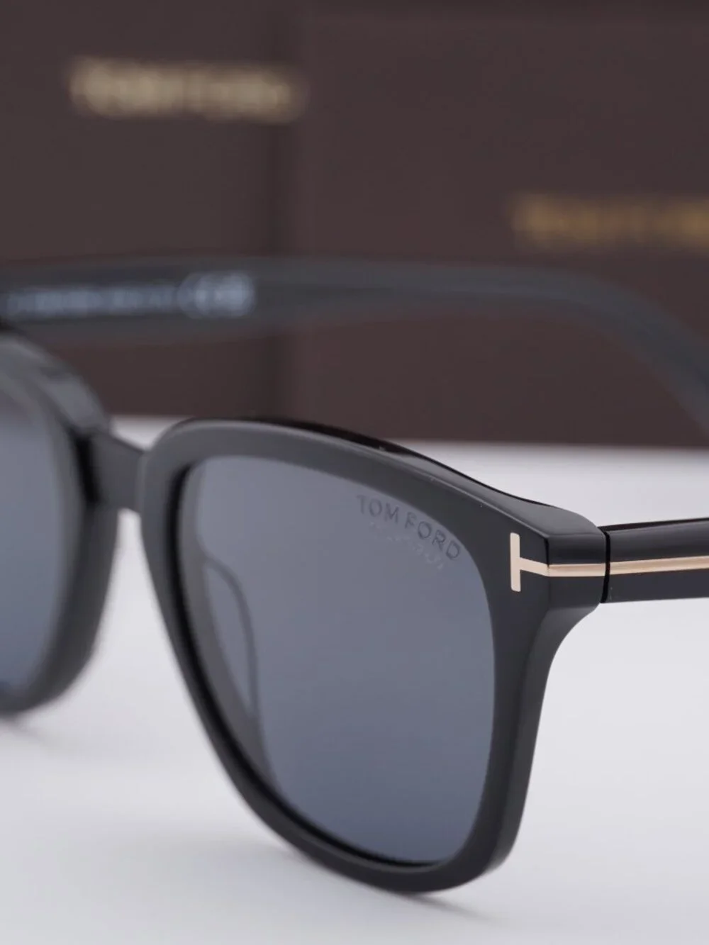 Tom Ford Graydon FT1213 01D Square Sunglasses - Shiny Black\ Smoke Polarized
